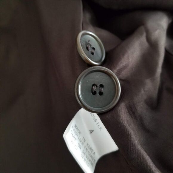 Tahari 100% Silk Jacket Brown Classic Blazer Sz 4 Small - Picture 4 of 12